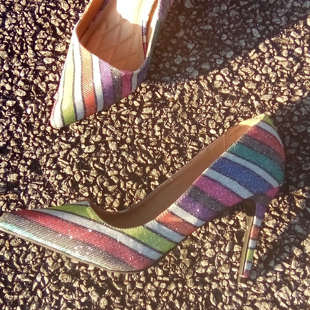 Multicolor Striped Women's Heels